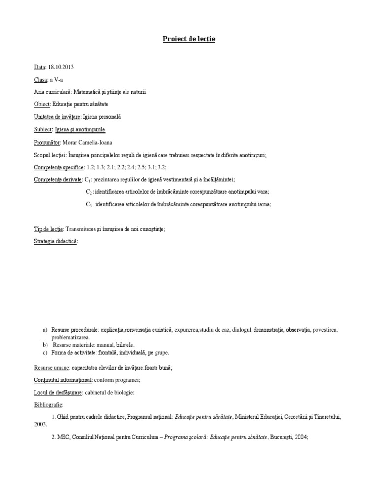 Didactic ro proiect de lectie biologie universitaet muenster medizin